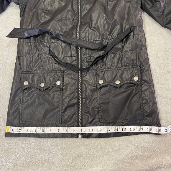 Black Lightweight Belted Jacket Raincoat H&M Size 6 - Picture 12 of 13